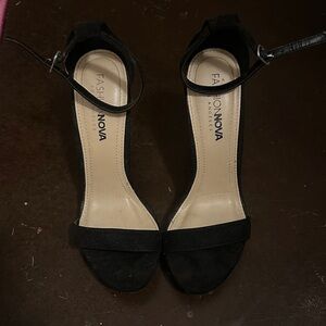 Fashion Nova Black Ankle Strap Heels